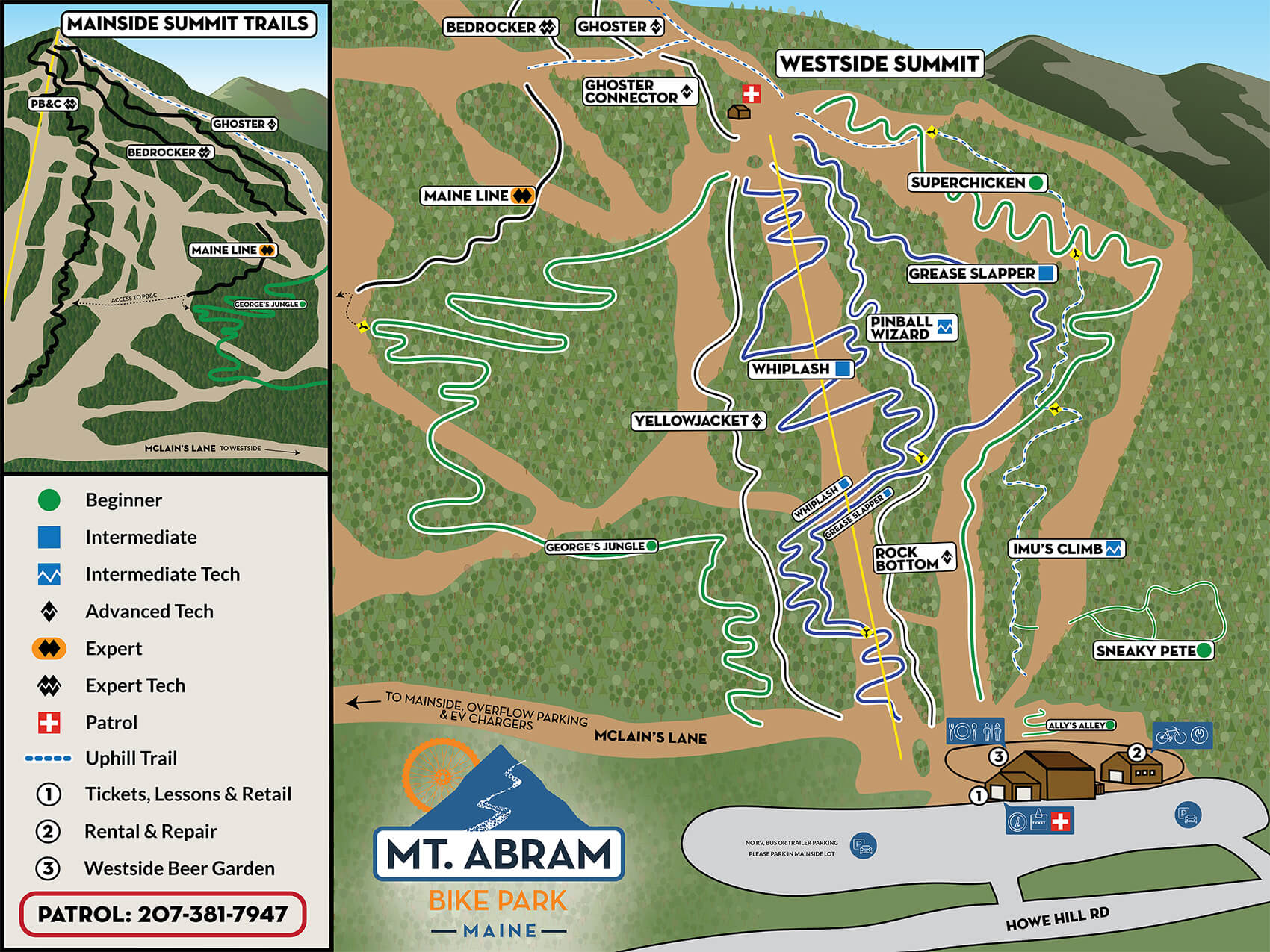 Mt Abram bike park trail map